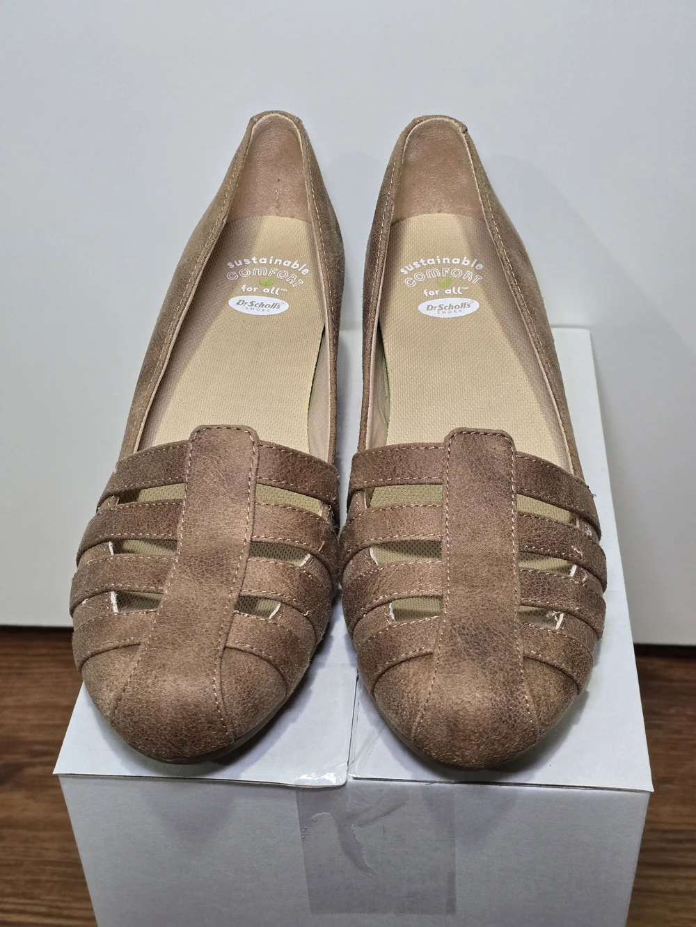 Dr. Scholl's Women's Brown Suede Woven Slip-On Flats